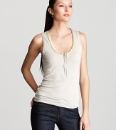 A light-as-air layer, this T Tahari tank slips under spring-weight sweaters or styles on its own for understated elegance.