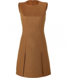 Far more luxe than your average sheath dress, this cashmere-wool iteration from Salvatore Ferragamo is an investment in high style - Round neck, sleeveless, front seaming detail and pleats, concealed back zip - Tailored fit, A-line silhouette - Wear with peep-toe pumps and an embellished clutch