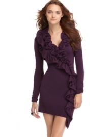 The cascading ruffles adds an artful feminine flair to this Jump sweater dress - pair with sleek boots to finish the look! The cascading ruffles adds an artful feminine flair to this Jump sweater dress - pair with sleek boots to finish the look!