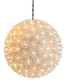 So bright now. A sphere of sparkling snowflakes and 150 clear lights fill your home with the magic of Christmas and the brilliant craftsmanship of Kurt Adler. So bright now. A sphere of sparkling snowflakes and 150 clear lights fill your home with the magic of Christmas and the brilliant craftsmanship of Kurt Adler.