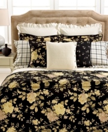 A printed plaid design and sophisticated ruffle details are the focal point of these Winter Rose pillowcases from Lauren Ralph Lauren. A printed plaid design and sophisticated ruffle details are the focal point of these Winter Rose pillowcases from Lauren Ralph Lauren.