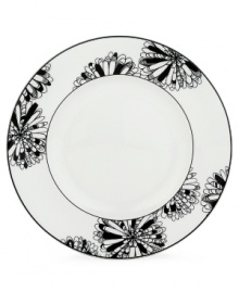 A graphic, kaleidoscope-inspired design featuring the timeless shades of black and white lends any gathering sophistication. A graphic, kaleidoscope-inspired design featuring the timeless shades of black and white lends any gathering sophistication.