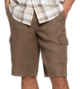 A vintage wash breaks in these cargo shorts from Perry Ellis and breathes new life into an old summer standard.