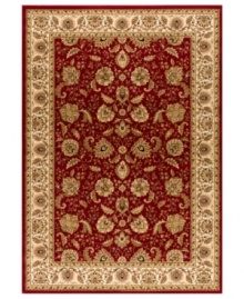 Taking its namesake from the original Kashan rugs of Persia, this area rug displays a regal look with intricate medallions in rich tones like crimson, gold, sage and black. Made in the USA of lush, heat-set polypropylene for sheer durability and effortless style. Taking its namesake from the original Kashan rugs of Persia, this area rug displays a regal look with intricate medallions in rich tones like crimson, gold, sage and black. Made in the USA of lush, heat-set polypropylene for sheer durability and effortless style.