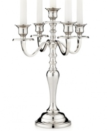 It's all about ambiance. Handcrafted in polished nickel plate, the Hampton candelabra from Leeber brings good old-fashioned grandeur to light. It's all about ambiance. Handcrafted in polished nickel plate, the Hampton candelabra from Leeber brings good old-fashioned grandeur to light.