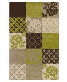 A modern composition of classic motifs. Hand-tufted in India using soft, thick-pile wool, this tiled area rug from Dalyn boasts a contemporary palette of rich green and brown hues. A modern composition of classic motifs. Hand-tufted in India using soft, thick-pile wool, this tiled area rug from Dalyn boasts a contemporary palette of rich green and brown hues.