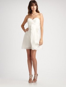 A sweet and flirty strapless confection with pleated bodice in a semi-sheer silk organza.Strapless sweetheart neckline Pleated bodice Gathered detail at side Flounce hem About 18 from natural waist Side zip closure Fully lined Silk organza; dry clean Made in USAOUR FIT MODEL RECOMMENDS ordering true size.. Additional Information Women's Premier Designer & Contemporary Size Guide A sweet and flirty strapless confection with pleated bodice in a semi-sheer silk organza.Strapless sweetheart neckline Pleated bodice Gathered detail at side Flounce hem About 18 from natural waist Side zip closure Fully lined Silk organza; dry clean Made in USAOUR FIT MODEL RECOMMENDS ordering true size.. Additional Information Women's Premier Designer & Contemporary Size Guide
