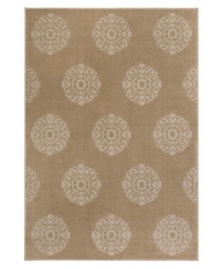 A smart medallion pattern meets tonal tan hues in this Tribecca rug for a sophisticated presentation. Soft, durable polypropylene construction and neutral tones make it a welcome addition to any room in the home. (Clearance) A smart medallion pattern meets tonal tan hues in this Tribecca rug for a sophisticated presentation. Soft, durable polypropylene construction and neutral tones make it a welcome addition to any room in the home. (Clearance)