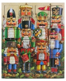 Soldier on through the month of Christmas with the Nutcracker advent calendar from Byers' Choice. Beyond each face and behind each numbered door is a small surprise ready to be discovered. Soldier on through the month of Christmas with the Nutcracker advent calendar from Byers' Choice. Beyond each face and behind each numbered door is a small surprise ready to be discovered.