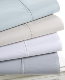 Pure luxury! This Martha Stewart Collection fitted sheet provides endless comfort with a 300-thread count cotton percale texture. Pure luxury! This Martha Stewart Collection fitted sheet provides endless comfort with a 300-thread count cotton percale texture.