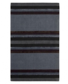 Linear designs are accented with exotic faux silk to create a timeless palette in the Sahara area rug from Calvin Klein. Crafted by skilled artisans in India, it features generously thick wool and viscose fibers woven to create remarkable strength and impeccable elegance. Linear designs are accented with exotic faux silk to create a timeless palette in the Sahara area rug from Calvin Klein. Crafted by skilled artisans in India, it features generously thick wool and viscose fibers woven to create remarkable strength and impeccable elegance.