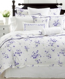 Style is in bloom with Martha Stewart Collection's Trousseau Violets European sham, featuring elegantly embroidered white blossoms on a field of soft cotton. Style is in bloom with Martha Stewart Collection's Trousseau Violets European sham, featuring elegantly embroidered white blossoms on a field of soft cotton.