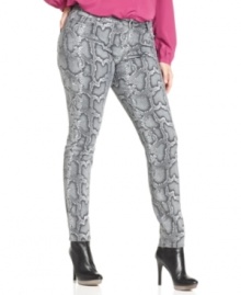 Printed denim is a must-have this season, so score MICHAEL Michael Kors' plus size skinny jeans-- the snakeskin design is super-sexy! Printed denim is a must-have this season, so score MICHAEL Michael Kors' plus size skinny jeans-- the snakeskin design is super-sexy!
