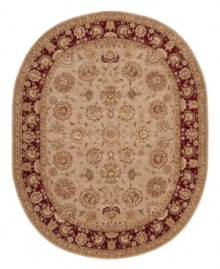 A deep maroon border offers a refreshing pop of color on this sophisticated area rug. Meticulously handcrafted with soft wool pile, and highlighted with lustrous silk accents, this elegant addition to the Nourison 2000 collection lends a fashionable look to both casual and refined spaces. A deep maroon border offers a refreshing pop of color on this sophisticated area rug. Meticulously handcrafted with soft wool pile, and highlighted with lustrous silk accents, this elegant addition to the Nourison 2000 collection lends a fashionable look to both casual and refined spaces.