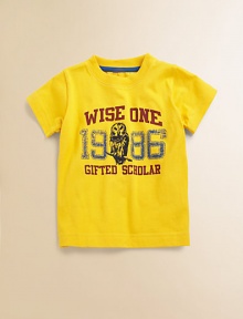 Crafted in cozy cotton in a classic crewneck silhouette, your little scholar will look the part in this cool tee.CrewneckShort sleevesPullover styleCottonMachine washImported Crafted in cozy cotton in a classic crewneck silhouette, your little scholar will look the part in this cool tee.CrewneckShort sleevesPullover styleCottonMachine washImported