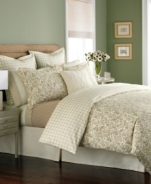 Simply soothing. In a restful palette of tan and cream, these Wildwood Flannel standard shams outfit the room in classic nature-inspired style, featuring a lovely winding floral design. Simply soothing. In a restful palette of tan and cream, these Wildwood Flannel standard shams outfit the room in classic nature-inspired style, featuring a lovely winding floral design.