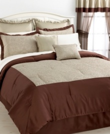Get lost in the rich earthy tones and lavish embroidery of this Paris comforter set, featuring an intricately embroidered medallion pattern on the center panel surrounded by a deep solid border. Decorative pillows and shams offer coordinating colors and patterns. Comes complete with window treatments for a total bedroom makeover. Get lost in the rich earthy tones and lavish embroidery of this Paris comforter set, featuring an intricately embroidered medallion pattern on the center panel surrounded by a deep solid border. Decorative pillows and shams offer coordinating colors and patterns. Comes complete with window treatments for a total bedroom makeover.