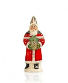Santa Claus hand delivers a bit of Christmas sparkle to your home in this handcrafted figurine. A classic red coat design is accented with black for a touch of contemporary charm. From Vaillancourt. Santa Claus hand delivers a bit of Christmas sparkle to your home in this handcrafted figurine. A classic red coat design is accented with black for a touch of contemporary charm. From Vaillancourt.