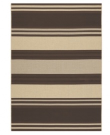 Soothing stripes of chocolate and cream add delicious texture to any ordinary space. Made from structured-weave polypropylene, this indoor/outdoor rug from Couristan is 100% recyclable and resistant to fading, mildew and mold.