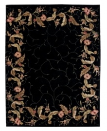 Nourison Julian area rugs bring elegant design and impeccable craftsmanship to any room of your home. Created by skilled artisans, a dramatic floral border against a rich black ground makes for a stunning addition to your home. Hand-carved accents highlight the contours of the design and enhance the subtlety and refinement of each rug, bringing the essence of luxury to any room in your home. Nourison Julian area rugs bring elegant design and impeccable craftsmanship to any room of your home. Created by skilled artisans, a dramatic floral border against a rich black ground makes for a stunning addition to your home. Hand-carved accents highlight the contours of the design and enhance the subtlety and refinement of each rug, bringing the essence of luxury to any room in your home.