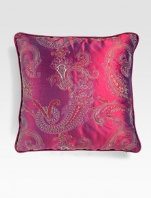 A truly stunning accent woven in pure silk shantung and hand-embroidered with a colorful paisley design across the front. Silk shantung with polyfill 24 square Dry clean Made in Italy 