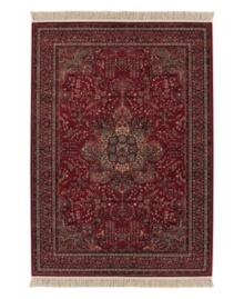 The Couristan Kashimar collection features designs inspired by Oriental and Persian motifs. While each pattern is painstakingly crafted to emulate the classic design traits of long ago, the colors of Kashimar reflect the most popular looks of today. With features like 100% New Zealand semi-worsted wool, Couristan's exclusive locked in weave, crystal-point finish and hand-knotted fringes, the Medallion Antique Red rug offers a richly detailed design and warm red and grey floral details, a sophisticated addition to any room of your home. The Couristan Kashimar collection features designs inspired by Oriental and Persian motifs. While each pattern is painstakingly crafted to emulate the classic design traits of long ago, the colors of Kashimar reflect the most popular looks of today. With features like 100% New Zealand semi-worsted wool, Couristan's exclusive locked in weave, crystal-point finish and hand-knotted fringes, the Medallion Antique Red rug offers a richly detailed design and warm red and grey floral details, a sophisticated addition to any room of your home.