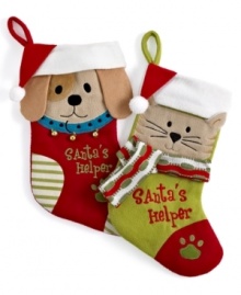 Throw them a bone. Fido and Fluffy get in on the festivities with their very own Christmas stockings. Jingling bells on the dog's collar and a scarf on the cat make your furriest family member an official part of the celebration. Throw them a bone. Fido and Fluffy get in on the festivities with their very own Christmas stockings. Jingling bells on the dog's collar and a scarf on the cat make your furriest family member an official part of the celebration.