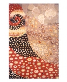 A complex and brilliant design that evokes visions of painter Gustav Klimt, this rug is a priceless work of art underneath your feet. The most important decorative art movements of the 20th-century are all utilized in designing these modern, yet classically beautiful rugs. Hints of 1910's Vienna Secession, 1930's Art Deco and 1950's Abstract Expressionism can all be found in this rug's colorful array of shapes and swirls, as elegant as a peacock's plumage. Meticulously hand-tufted and hand-carved of pure wool. A complex and brilliant design that evokes visions of painter Gustav Klimt, this rug is a priceless work of art underneath your feet. The most important decorative art movements of the 20th-century are all utilized in designing these modern, yet classically beautiful rugs. Hints of 1910's Vienna Secession, 1930's Art Deco and 1950's Abstract Expressionism can all be found in this rug's colorful array of shapes and swirls, as elegant as a peacock's plumage. Meticulously hand-tufted and hand-carved of pure wool.