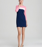 Experiment with the color-block trend in this DIANE von FURSTENBERG long-sleeve dress, tailored in a short and sweet silhouette.