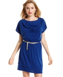 From the draped design to the cute, belted waist, this sheath dress from Wishes Wishes Wishes makes chic style totally effortless! From the draped design to the cute, belted waist, this sheath dress from Wishes Wishes Wishes makes chic style totally effortless!