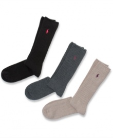 These dress socks from Polo Ralph Lauren add the finishing touches to your workweek style. These dress socks from Polo Ralph Lauren add the finishing touches to your workweek style.