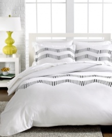 Serene simplicity with a chic twist. The definition of smart & polished, this Zigzag duvet cover set from Westport features a pristine white ground embellished with black stripes for a hint of intrigue. Serene simplicity with a chic twist. The definition of smart & polished, this Zigzag duvet cover set from Westport features a pristine white ground embellished with black stripes for a hint of intrigue.