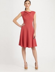 Ultra-feminine, this cap-sleeve dress with a draped neckline and flattering seams is an undeniable must-have. Draped necklineCap sleevesIntriguing seamsConcealed back zipperAbout 24 from natural waist70% viscose/28% virgin wool/2% elastaneDry cleanImported of Italian fabric Model shown is 5'9½ (176cm) wearing US size 4. Ultra-feminine, this cap-sleeve dress with a draped neckline and flattering seams is an undeniable must-have. Draped necklineCap sleevesIntriguing seamsConcealed back zipperAbout 24 from natural waist70% viscose/28% virgin wool/2% elastaneDry cleanImported of Italian fabric Model shown is 5'9½ (176cm) wearing US size 4.