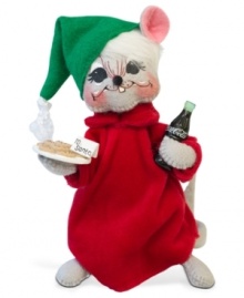 A thoughtful mouse leaves Santa a special bottle of holiday bubbly in this essential figurine for Coca-Cola collectors. Crafted with the soft, flexible features and unmistakable style of Annalee. A thoughtful mouse leaves Santa a special bottle of holiday bubbly in this essential figurine for Coca-Cola collectors. Crafted with the soft, flexible features and unmistakable style of Annalee.