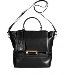 With a ladylike top handle and practical crossbody strap, Diane von Furstenbergs leather satchel is perfect choice for busy days - Flap with push-lock bar closure, zippered back pocket, satchel handle with lips mirror concealed in attached logo fob, removable belted crossbody strap, inside zippered back wall pocket, two front wall slot pockets, zippered front wall pocket, protective feet - Wear as a chic polish to tailored business looks With a ladylike top handle and practical crossbody strap, Diane von Furstenbergs leather satchel is perfect choice for busy days - Flap with push-lock bar closure, zippered back pocket, satchel handle with lips mirror concealed in attached logo fob, removable belted crossbody strap, inside zippered back wall pocket, two front wall slot pockets, zippered front wall pocket, protective feet - Wear as a chic polish to tailored business looks