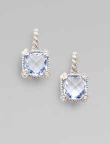From the Linen Collection. A small cushion-cut blue quartz shimmers in a sterling silver setting, accented by white sapphires.Blue quartzWhite sapphireSterling silverLength, about ¾Ear wireImported From the Linen Collection. A small cushion-cut blue quartz shimmers in a sterling silver setting, accented by white sapphires.Blue quartzWhite sapphireSterling silverLength, about ¾Ear wireImported