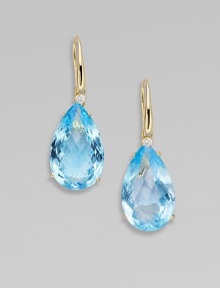 From the Ipanema Collection. Elegant faceted teardrops of soft blue topaz, each accented with a radiant diamond.Diamonds, 0.16 tcwBlue topaz18k yellow goldDrop, about 1Ear wireMade in Italy From the Ipanema Collection. Elegant faceted teardrops of soft blue topaz, each accented with a radiant diamond.Diamonds, 0.16 tcwBlue topaz18k yellow goldDrop, about 1Ear wireMade in Italy