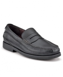 Timeless sophistication meets modern convenience. These classic penny loafers were crafted in waterproof leather, making them the perfect wear-anywhere pair in your rotation of men's dress shoes. Timeless sophistication meets modern convenience. These classic penny loafers were crafted in waterproof leather, making them the perfect wear-anywhere pair in your rotation of men's dress shoes.