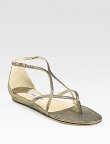 Metallic snake-embossed leather blend in an on-trend gladiator design with an adjustable ankle strap. Metallic leather and Lurex upperLeather lining and solePadded insoleMade in ItalyOUR FIT MODEL RECOMMENDS ordering true size. 