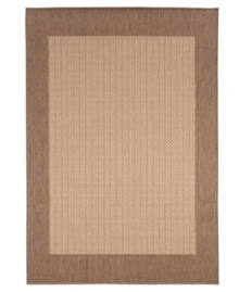 A grid bordered in tasty cocoa tones, this indoor/outdoor rug from Couristan is just what you need to frame a space. Made from fiber-enhanced polypropylene, it's exceptionally durable and 100% recyclable, making it good for (and in) any environment. A grid bordered in tasty cocoa tones, this indoor/outdoor rug from Couristan is just what you need to frame a space. Made from fiber-enhanced polypropylene, it's exceptionally durable and 100% recyclable, making it good for (and in) any environment.
