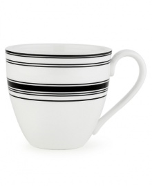 Bold black and white stripes create a crisp, graphic pattern that lends your tabletop a touch of modern sophistication. Bold black and white stripes create a crisp, graphic pattern that lends your tabletop a touch of modern sophistication.