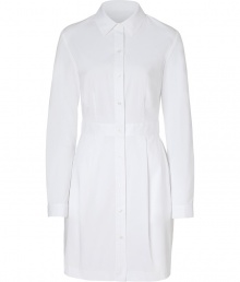 Both classic and cool with a flattering tailored fit, Steffen Schrauts white shirtdress is a chic choice for your workweek look - Classic collar, long sleeves, buttoned cuffs, button-down front, side pockets, pleated waist - Tailored fit - Wear with bright flats and a carryall tote to work Both classic and cool with a flattering tailored fit, Steffen Schrauts white shirtdress is a chic choice for your workweek look - Classic collar, long sleeves, buttoned cuffs, button-down front, side pockets, pleated waist - Tailored fit - Wear with bright flats and a carryall tote to work
