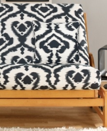 A fashion-forward Ikat print creates the perfect update for your futon! Crafted by Sure Fit, this futon slipcover features a hidden back zipper for a sleek appearance that also makes it effortless to clean. A fashion-forward Ikat print creates the perfect update for your futon! Crafted by Sure Fit, this futon slipcover features a hidden back zipper for a sleek appearance that also makes it effortless to clean.