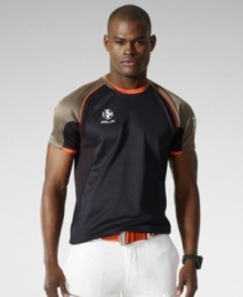 The ultimate performance tee is rendered in breathable moisture-wicking Coolmax® microfiber with bold neon piecing and reflective details -- a must-have for nighttime visibility. The ultimate performance tee is rendered in breathable moisture-wicking Coolmax® microfiber with bold neon piecing and reflective details -- a must-have for nighttime visibility.
