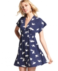 A fun print plus cool kimono sleeves make this day dress soar! From Fire. A fun print plus cool kimono sleeves make this day dress soar! From Fire.