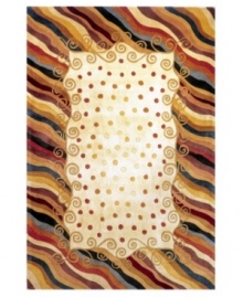 A polka dot pattern against a subtle creme background creates an abstract rug of rich, artistic beauty. A vivid, swirling border in a color palette that includes beige, burgundy, lavender and beige completes the rug with a resplendent finish. Hand-tufted and hand-carved of plush wool. A polka dot pattern against a subtle creme background creates an abstract rug of rich, artistic beauty. A vivid, swirling border in a color palette that includes beige, burgundy, lavender and beige completes the rug with a resplendent finish. Hand-tufted and hand-carved of plush wool.