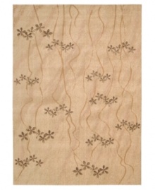 Blossoming laurels in rich, blended earth tones add a warm touch to any room. Woven from a durable wool blend, this Calvin Klein area rug marks your space with lasting softness and charm. Blossoming laurels in rich, blended earth tones add a warm touch to any room. Woven from a durable wool blend, this Calvin Klein area rug marks your space with lasting softness and charm.