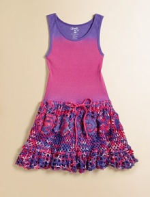 A charming little frock with a stunning, crochet skirt and ombré top for a beautiful ensemble.ScoopneckSleevelessPullover styleDrawstring waistbandHand washImported