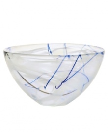 With a milky white haze and hand-applied bands of eye-catching color, each Contrast bowl from Kosta Boda is truly unique. A simple crystal form showcases each stroke and swirl with true artistry. With a milky white haze and hand-applied bands of eye-catching color, each Contrast bowl from Kosta Boda is truly unique. A simple crystal form showcases each stroke and swirl with true artistry.