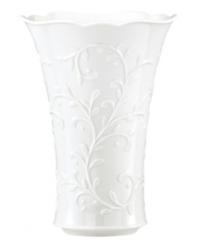 Featuring the embossed vine motif and shiny white glaze of the Opal Innocence Carved collection, this Lenox vase is designed to refine your home indefinitely. With a gently flared silhouette and scalloped edge. A beautiful wedding present! Qualifies for Rebate Featuring the embossed vine motif and shiny white glaze of the Opal Innocence Carved collection, this Lenox vase is designed to refine your home indefinitely. With a gently flared silhouette and scalloped edge. A beautiful wedding present! Qualifies for Rebate